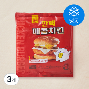 한맥 매콤치킨 햄버거 (냉동), 190g, 3개