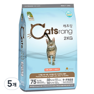 캐츠랑 어덜트 캣츠랑 고양이 건식사료, 닭+참치, 2kg, 5개