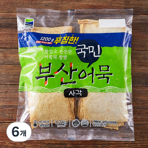 국민 사각 어묵 30장, 1.2kg, 6개