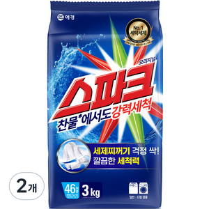 스파크 분말 세탁세제 리필, 3kg, 2개