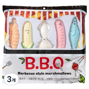 BBQ 마시멜로우, 150g, 3개