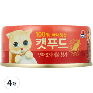 사조해표 캣푸드 간식캔, 연어, 90g, 4개