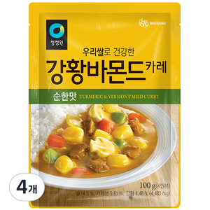 청정원 우리쌀 강황바몬드 카레 순한맛, 100g, 4개