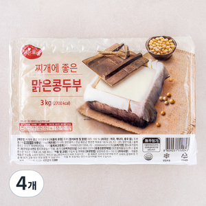 맑은물에 찌개에 좋은 맑은콩 두부, 3kg, 4개