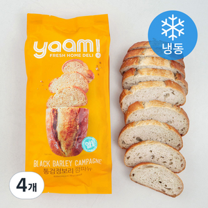 얌!(YAAM!) 통검정보리 깜파뉴 (냉동), 480g, 4개