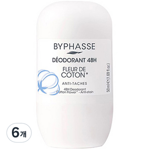 바이빠세 코튼플라워 롤온 데오드란트, 50ml, 6개