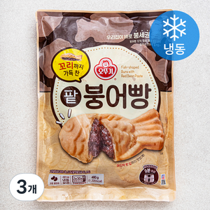 오뚜기 꼬리까지 가득 찬 팥붕어빵 (냉동), 480g, 3개