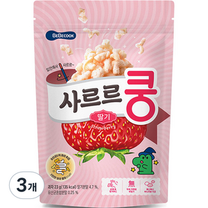 베베쿡 사르르쿵 딸기 과자 23g, 딸기맛, 3개