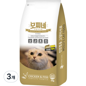 모찌네 전연령용 고양이 건식사료, 닭, 5kg, 3개