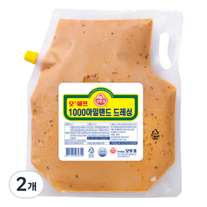 오뚜기 1000 아일랜드 드레싱, 2개, 2kg