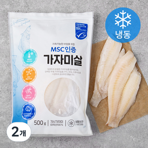 프리미어 미국 MSC인증 가자미살(냉동), 500g, 2개