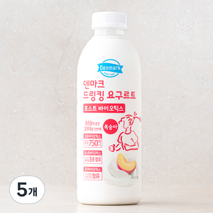 덴마크 드링킹요구르트 포스트바이오틱스 복숭아, 750ml, 5개