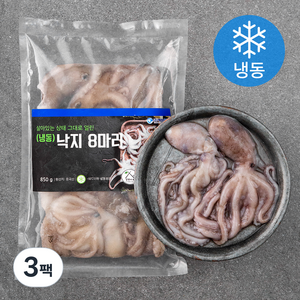 살맛나요 살아있는 상태 그대로 얼린 낙지 8미 (냉동), (8미)850g, 3팩