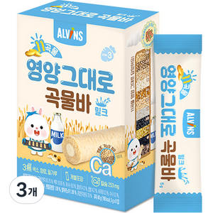 엘빈즈 11곡물 영양그대로 곡물바, 우유맛, 40g, 3개