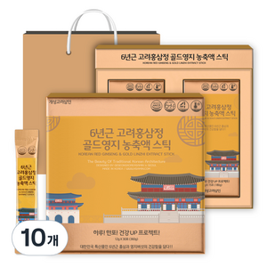 개성고려삼인 6년근 고려홍삼정 골드영지 농축액 스틱 12g x 30p + 쇼핑백 세트, 360g, 10개