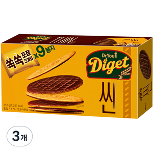 오리온 다이제 씬 비스켓 9p, 252g, 3개