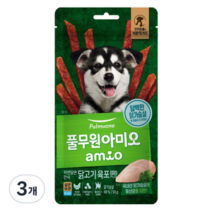 풀무원아미오 강아지 자연담은 육포 유산균PLUS, 닭가슴살, 50g, 3개