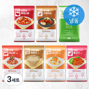 하이독 생후 3개월령 이상 강아지 냉동 화식사료 50g x 7종, 북어+한우+캥거루+칠면조+오리+연어+야채, 350g, 3세트