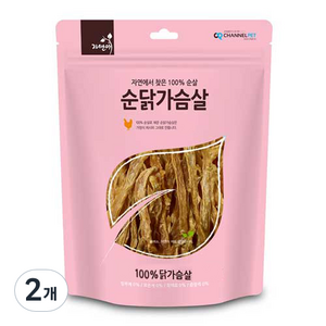 자연애채널펫 강아지간식, 닭가슴살맛, 200g, 2개