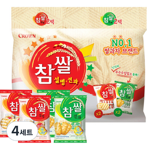 크라운 참쌀 설병 128g x 2p + 선과 115g x 2p 세트, 486g, 4개