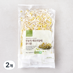 ORGA 무농약 인증 새오리알태 콩나물, 300g, 2개