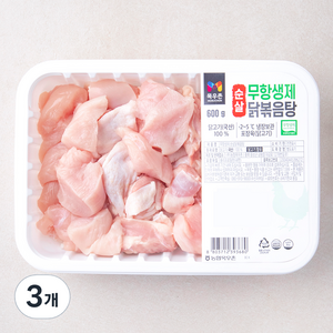 목우촌 무항생제 순살 닭고기 닭볶음탕용 (냉장), 600g, 3개