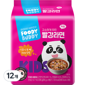 푸디버디 빨강라면, 소고기맛, 84g, 12개