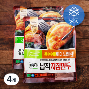 풀무원 납작 지짐만두 (냉동), 350g, 4개