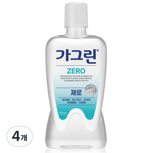 가그린 제로 구강청결제, 750ml, 4개