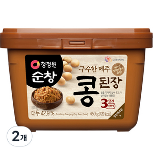 대상 청정원 메주 콩된장 사각, 450g, 2개