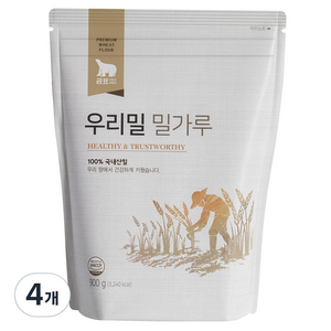 곰표 우리밀 밀가루, 900g, 4개