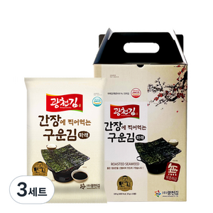 광천김 간장에 찍어먹는 구운 파래김, 100g, 3개