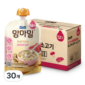 맘마밀 매일 안심이유식, 혼합맛(표고버섯/소고기), 100g, 30개