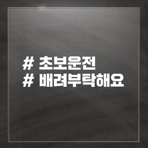 해시태그 차량용 스티커, 초보배려, 1개