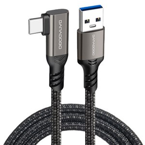 바라보고 USB3.2 C타입 to A ㄱ자 GEN2 고속충전케이블 10Gbps, 그레이, 1개, 200cm