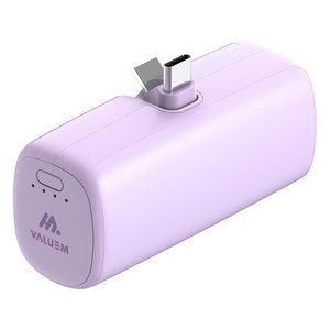 밸류엠 단자 접이식 도킹형 손난로 겸용 보조배터리 5000mAh C타입, VM-B2DHWD01CP, 퍼플