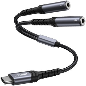 코드웨이 usb c타입 to 3.5 이어폰 듀얼 젠더, 0.28m, 그레이(듀얼), 1개