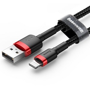 베이스어스 카풀 USB-8핀 아이폰 라이트닝 고속충전 케이블, 1m, 레드블랙, 1개