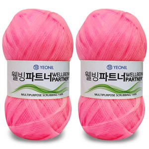 니뜨 웰빙파트너 수세미실 60g x 2p, 12 네온핑크, 1세트