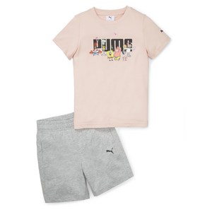 [PUMA]푸마_아동용_스폰지밥 반바지 저지세트_SPONGEBOB SHORT JERSEY SET_핑크-그레이_67586366