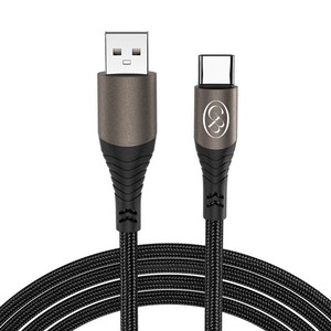 감비앤코 USB A타입-C타입 60W PPS PD 초고속 충전지원 데이터 줄꼬임 방지 패브릭 케이블, 1개, 메탈 블랙, 2m