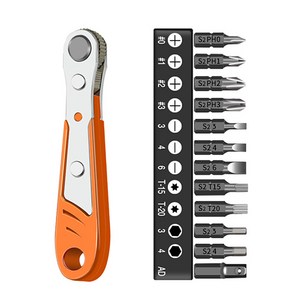 Dr.Tools 가정용 양방향 다기능 직각 컴팩트 라쳇 드라이버 + 자기흡착 비트 12종 세트, 1세트