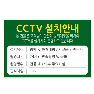 표지판 그린 30 x 20 cm, CCTV 설치안내, 1개