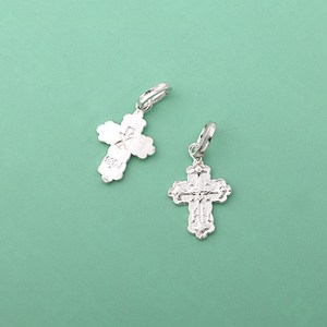 비즈아이 [8-502-19]순은펜던트 카톨릭묵주십자가+고리 9x14mm 실버925 1개
