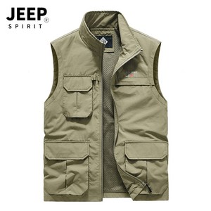 JEEP SPIRIT 지프 남성용 봄여름 아웃도어 낚시 촬영 멀티포켓 다용도 등산조끼 JPLJ-2262+사은품