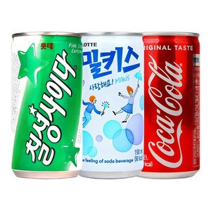 코카콜라&밀키스&사이다190ml x 각10개(총30개) 업소용/콜라/사이다/밀키스/탄산음료/미니음료/소캔음료, 1세트, 190ml