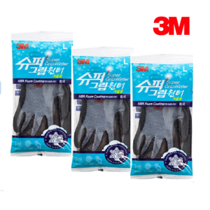 3M 슈퍼그립 윈터 겨울 기모 코팅작업장갑, 그레이L, 5개