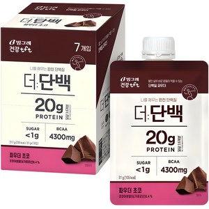 더단백 파우치 초코 단백질 파우더 7p, 217g, 1세트