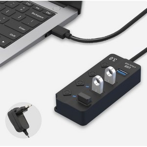 TGIC 허브 TGHUB-4010A 멀티허브 USB3.0 2.0 선길이 1M 유전원 4포트 개별스위치., 1개