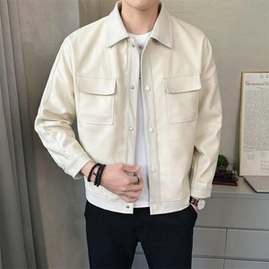 투니스 남성 캐주얼 심플 카라 레더 재킷